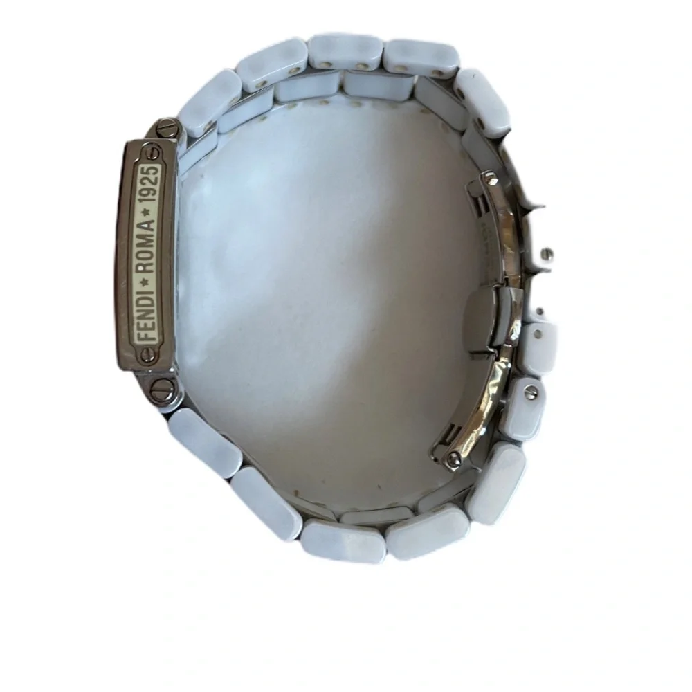 Fendi Square Ceramic White Watch, Stainless Steel